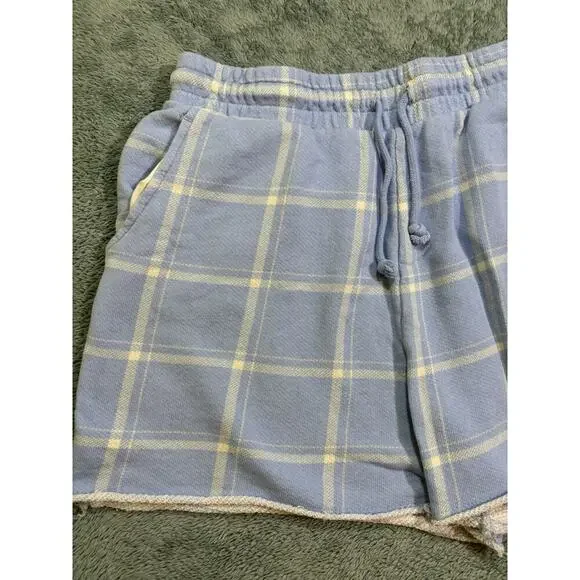Ivory Ella Women's Plaid Shorts Blue Yellow Drawstring Pocket Elephant US M - Picture 3 of 8